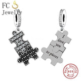 925 Silver Angel Wings Dog Paw Puzzle Cross Infinity Bead Bracelet