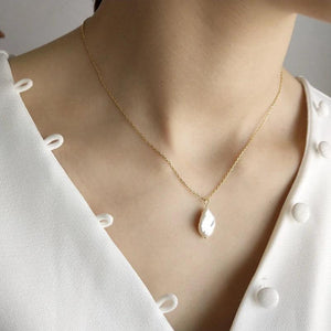 Baroque Pearl Pendant Necklace 925 Silver Charm Jewelry