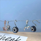 Silver Pink Hot Air Balloon Flamingo Charm for Jewelry Making