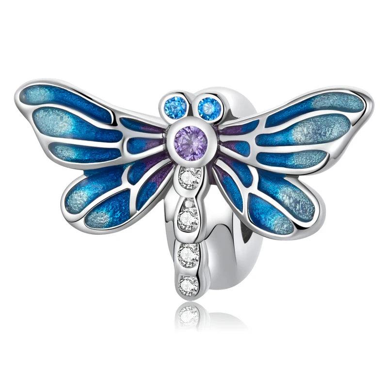 925 Silver Charm Butterfly Flower Garden Zircon Platinum Fit Bracelet