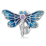 925 Silver Charm Butterfly Flower Garden Zircon Platinum Fit Bracelet