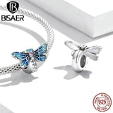 925 Silver Charm Butterfly Flower Garden Zircon Platinum Fit Bracelet