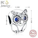 925 Silver Owl Eye Bead For Charm Bracelet Women