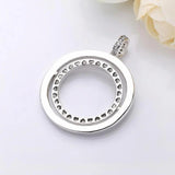 Two Circles Spinning Hearts Necklace Pendant 925 Sterling Silver Charm