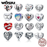 925 Sterling Silver Mother Heart Charms Beads Pendant