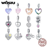 925 Sterling Silver Mother Heart Charms Beads Pendant
