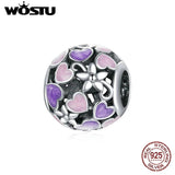 925 Sterling Silver Colorful Heart Charms Pendant for Bracelets Women