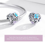 925 Sterling Silver Colorful Heart Charms Pendant for Bracelets Women