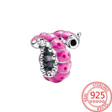 925 Silver Gem Pansy Flower Pendant Charm for Bracelet DIY Gift