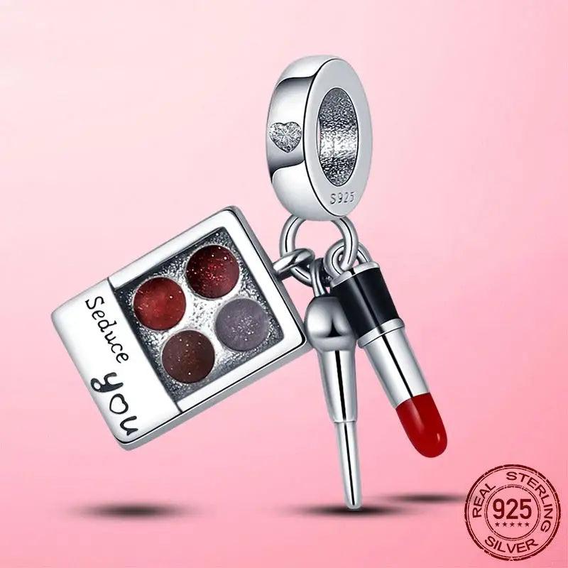 925 Silver Red Enamel High Heels Shoes Dangle Charm