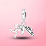 925 Silver Red Enamel High Heels Shoes Dangle Charm