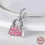 925 Silver Red Enamel High Heels Shoes Dangle Charm