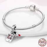 925 Silver Red Enamel High Heels Shoes Dangle Charm