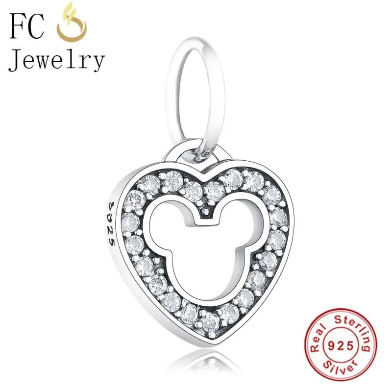 925 Silver Mickey Zirconia Bead Pendant Berloque