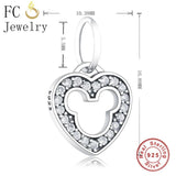 925 Silver Mickey Zirconia Bead Pendant Berloque