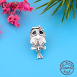 925 Silver Owl Graduation Charm Bead