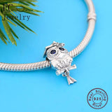 925 Silver Owl Graduation Charm Bead