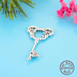 925 Silver Mickey Shape Zirconia Key Charm for Bracelet DIY