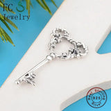 925 Silver Mickey Shape Zirconia Key Charm for Bracelet DIY
