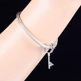 925 Silver Mickey Shape Zirconia Key Charm for Bracelet DIY