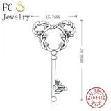 925 Silver Mickey Shape Zirconia Key Charm for Bracelet DIY