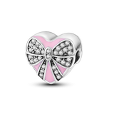 925 Sterling Silver Zircon Heart Beaded Bracelet&Bangle DIY Jewelry