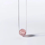 925 Sterling Silver 8mm Strawberry Crystal Pendant Short Necklace