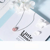 925 Sterling Silver 8mm Strawberry Crystal Pendant Short Necklace