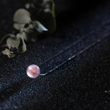 925 Sterling Silver 8mm Strawberry Crystal Pendant Short Necklace