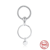 European 925 Silver Snake Bone Double Ring Keychain B775
