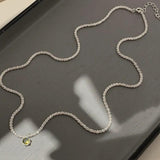 925 Silver Emerald Clavicle Necklace Ins Jewelry