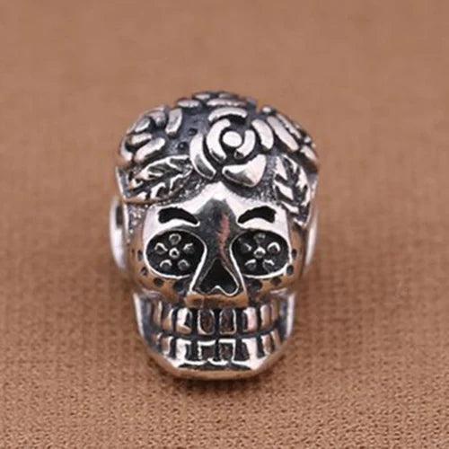 925 Sterling Silver Oxidized Big Hole Skull Beads for Charm Bracelets