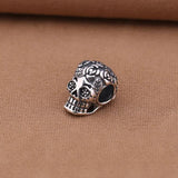 925 Sterling Silver Oxidized Big Hole Skull Beads for Charm Bracelets