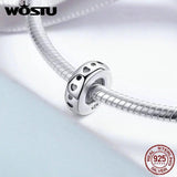 925 Sterling Silver Heart & Clear CZ Spacer Bead for Charm Bracelet