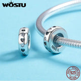925 Sterling Silver Heart & Clear CZ Spacer Bead for Charm Bracelet