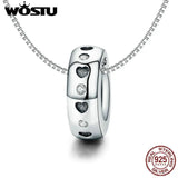 925 Sterling Silver Heart & Clear CZ Spacer Bead for Charm Bracelet