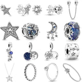 925 Silver Star Pan Bracelet for Beaded Astronaut Moon Star Beads