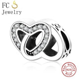 925 Silver Princess Heart Crown Wine Cup Charm Bead