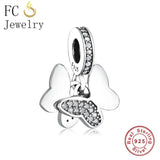 925 Silver Princess Heart Crown Wine Cup Charm Bead