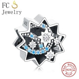 925 Silver Princess Heart Crown Wine Cup Charm Bead