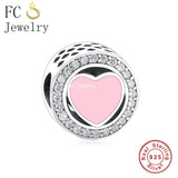 925 Silver Princess Heart Crown Wine Cup Charm Bead