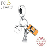 925 Silver Princess Heart Crown Wine Cup Charm Bead