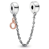 Rose Dangling Bowknot Heart Safety Chain Bead Charm