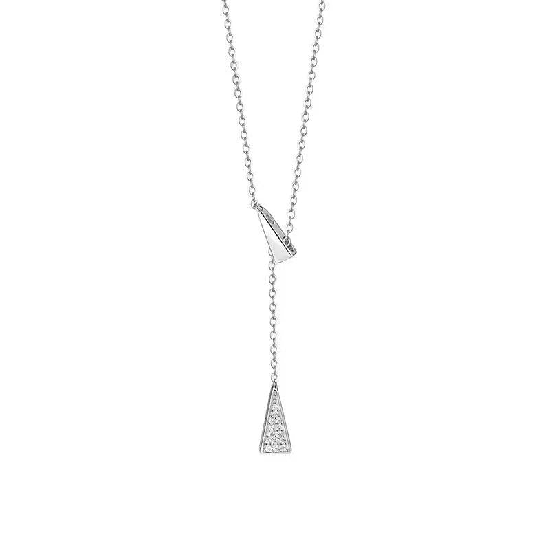 Davis 925 Silver Triangle Tassel Necklace For Women, Fine Jewelry Gift
