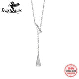 Davis 925 Silver Triangle Tassel Necklace For Women, Fine Jewelry Gift