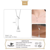Davis 925 Silver Triangle Tassel Necklace For Women, Fine Jewelry Gift