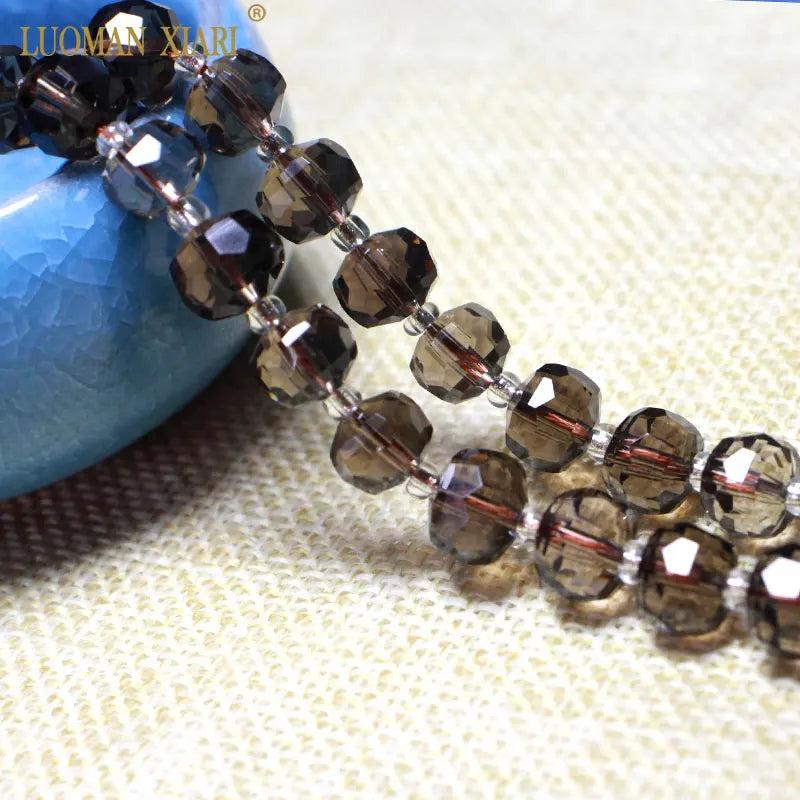 Smoky Quartz Faceted Round Stone Spacer Beads for Jewelry Making