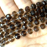 Smoky Quartz Faceted Round Stone Spacer Beads for Jewelry Making