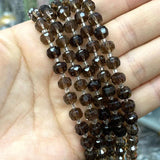 Smoky Quartz Faceted Round Stone Spacer Beads for Jewelry Making