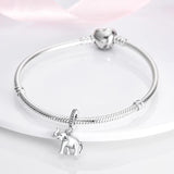 925 Silver Bear Charm Bead for Bracelet Elephant Dog Dangle Jewelry DIY Gift